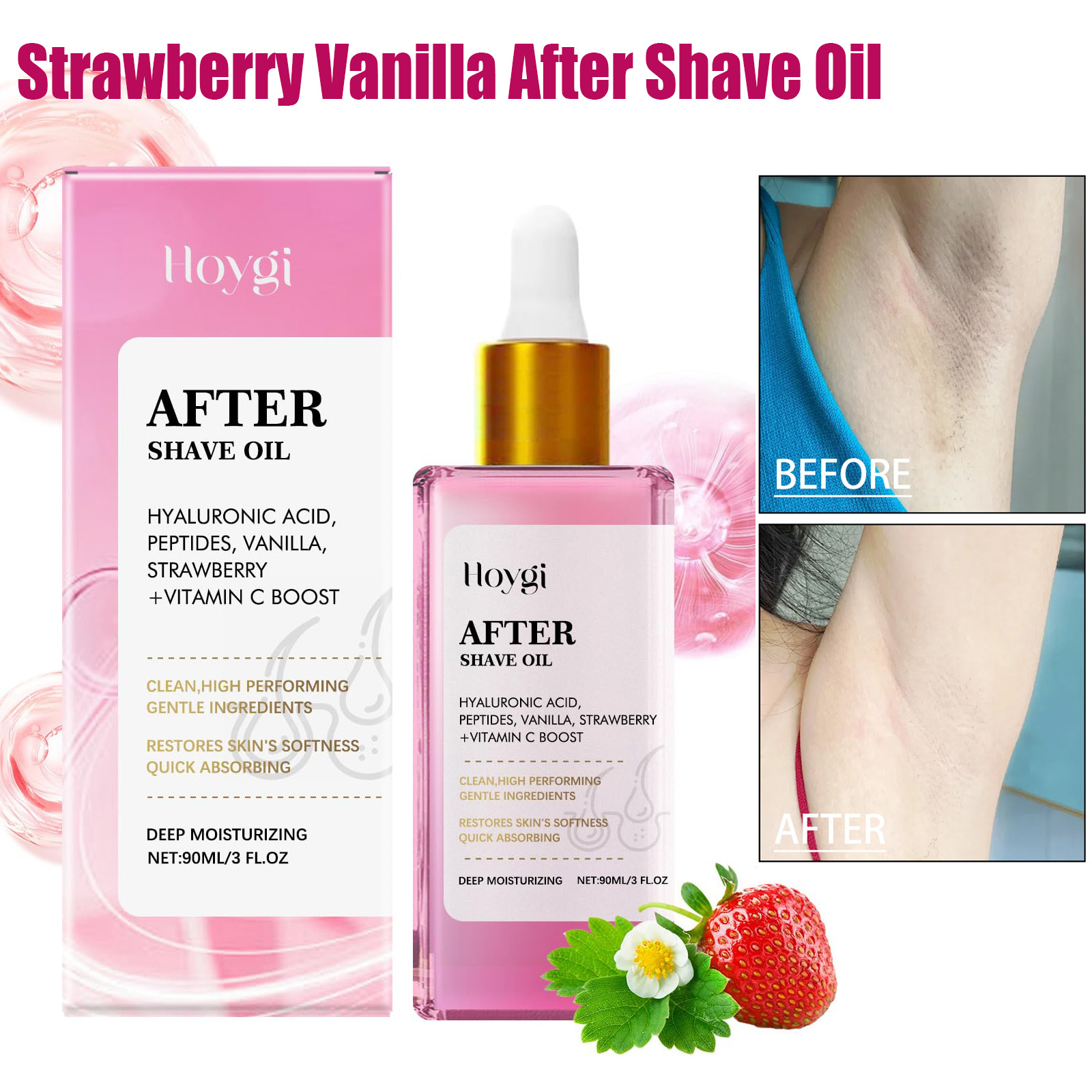 Shaving Cream - After-Shave-Öl mit Erdbeerduft, Hautglättend, Beruhigend, Reparierend,