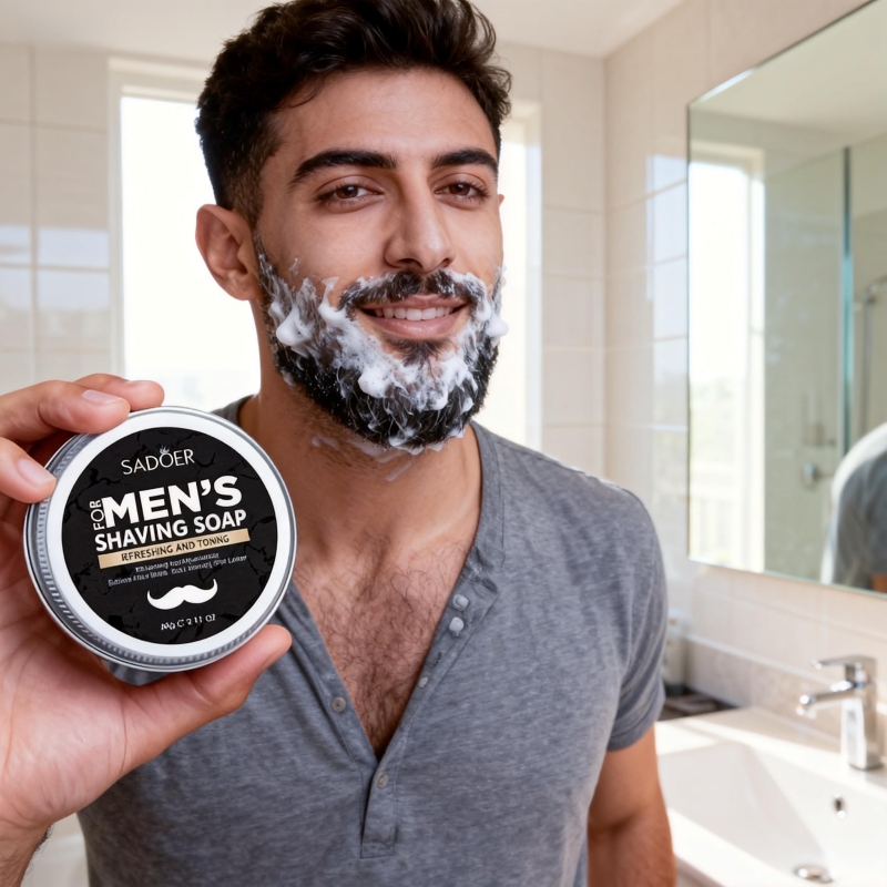 Beard Oil - 60g Herren-Rasierseife mit Minzextrakt, Olivenfruchtöl und